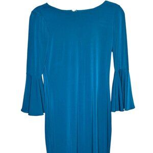 Calvin Klein Women’s Blue Cypress 3/4 Bell Sleeve Knee-Length Sheath Dress, Sz 4
